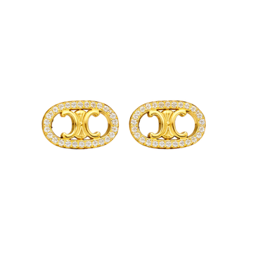 Celine Jewelry | Frosted Hoops Enamel Brass Gold Finish