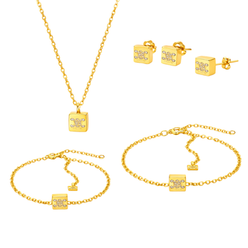 Celine Jewelry | Triomphe Cube Jewelry Set Gold Crystals