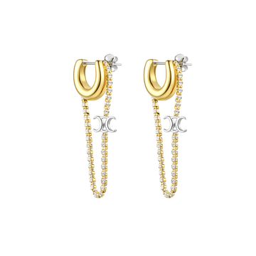 Celine Jewelry | Triomphe Hoop Earrings Gold Crystals