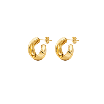 Celine Jewelry | Twisted Hoop Earrings Gold Finish Ivory Enamel