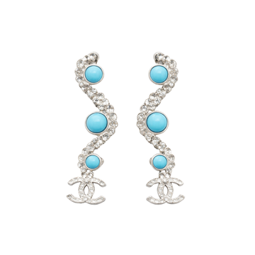 Chanel Jewelry | Turquoise Crystal CCLogo Drop Earrings