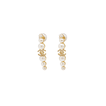 Chanel Jewelry | Vintage CC Pearl Curved Claw Earrings Gold Finish