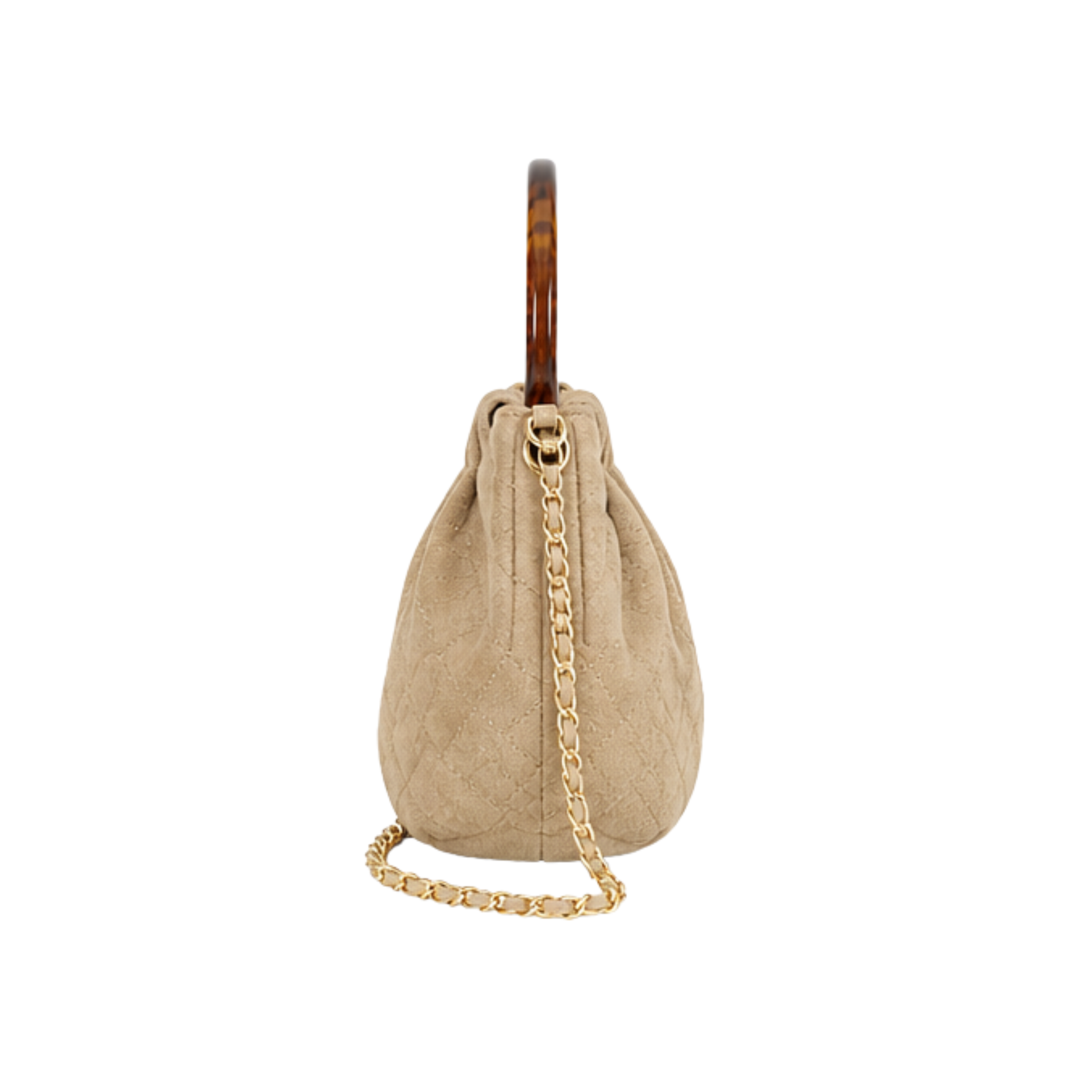 Chanel Beige Suede Pleated Top Handle Bag - image 3