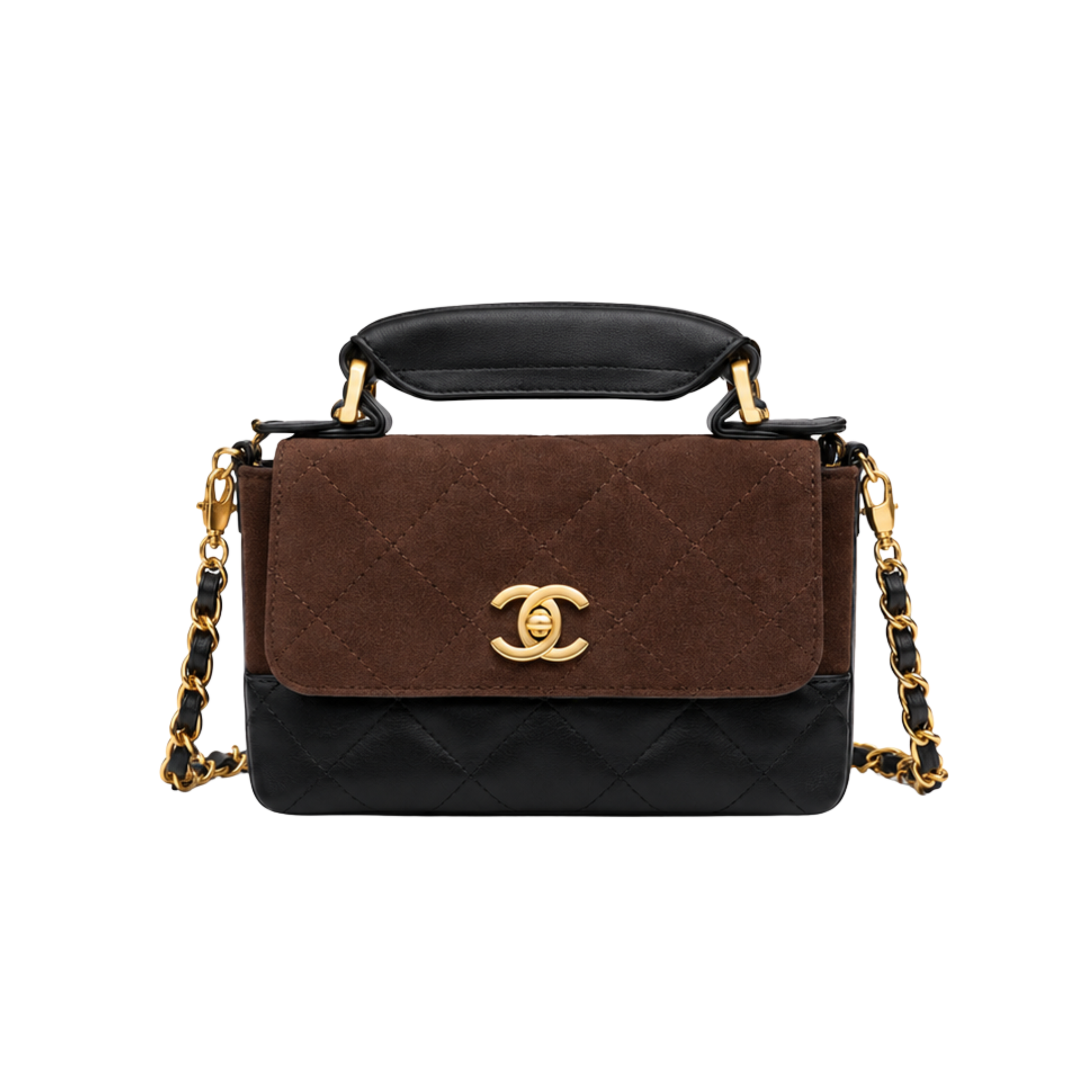 Chanel Brown Black Shiny Calfskin Bag - image 1