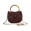 Chanel Burgundy Suede Pleated Top Handle Bag - image 1