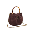 Chanel Burgundy Suede Pleated Top Handle Bag - image 2