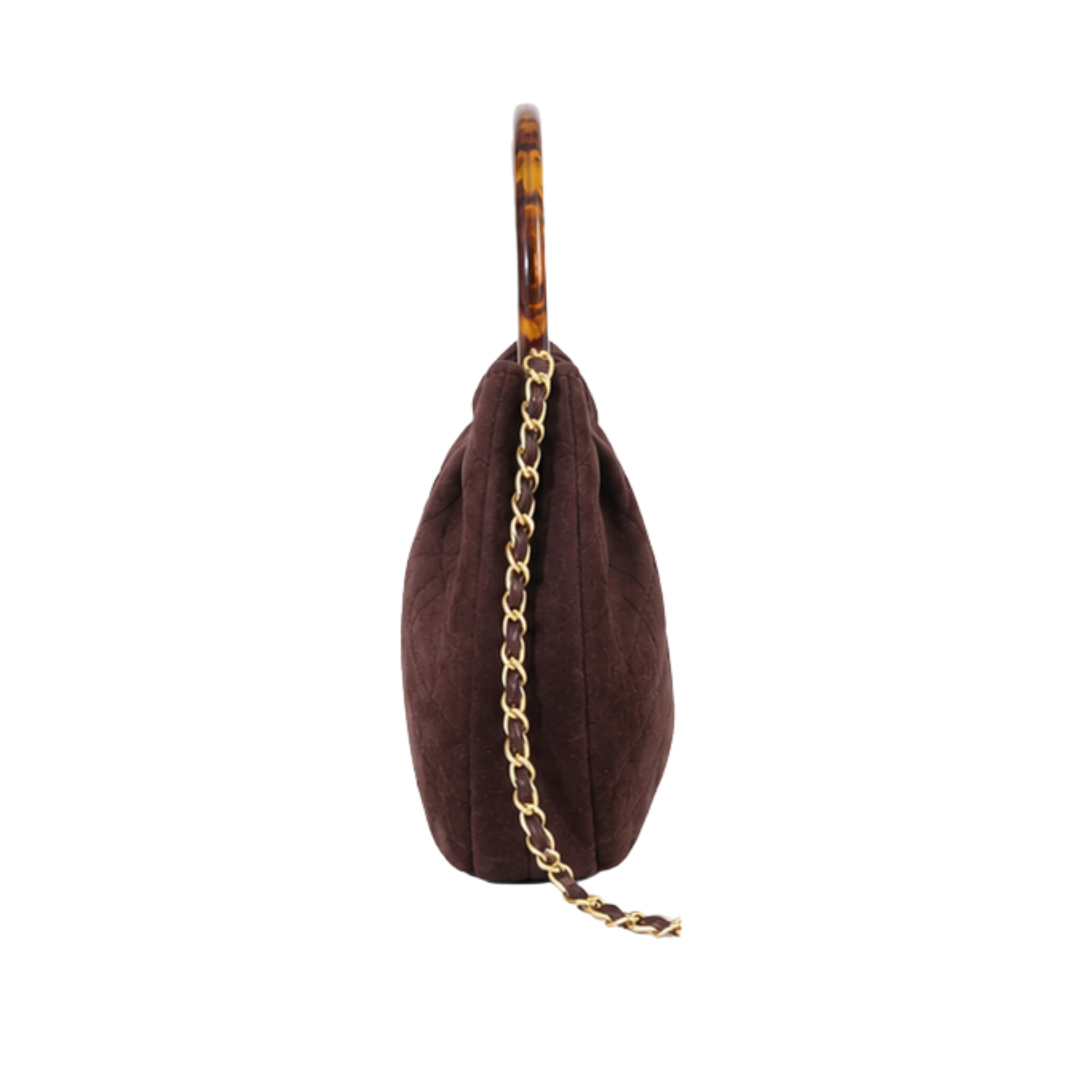 Chanel Burgundy Suede Pleated Top Handle Bag - image 3