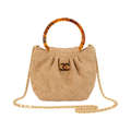 Chanel Dark Beige Suede Pleated Top Handle Bag - image 1