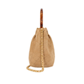 Chanel Dark Beige Suede Pleated Top Handle Bag - image 3