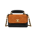 Chanel Dark Camel Black Shiny Calfskin Bag - image 1