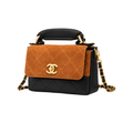 Chanel Dark Camel Black Shiny Calfskin Bag - image 2