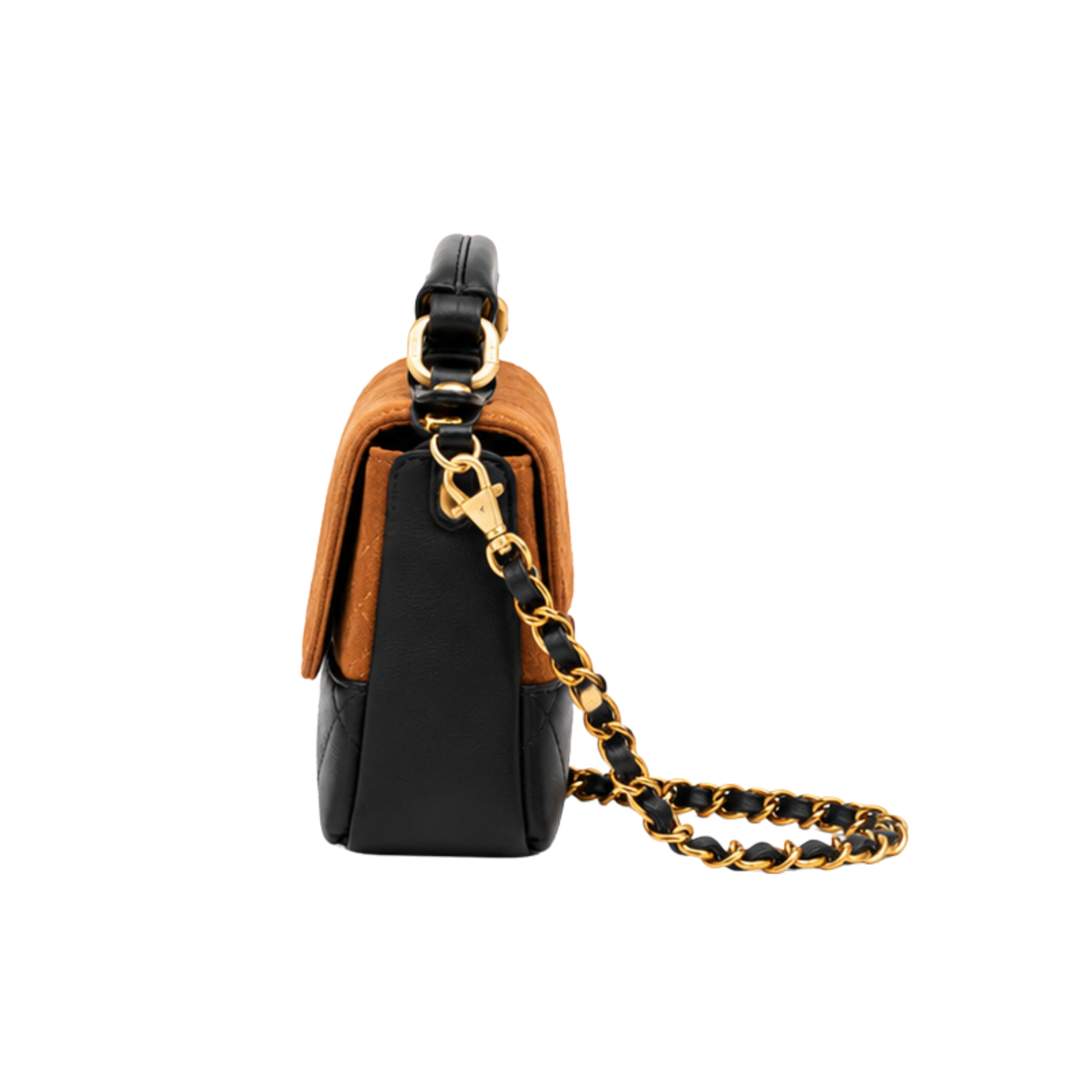 Chanel Dark Camel Black Shiny Calfskin Bag - image 3