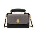 Chanel Grey Black Shiny Calfskin Bag - image 1