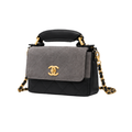 Chanel Grey Black Shiny Calfskin Bag - image 2