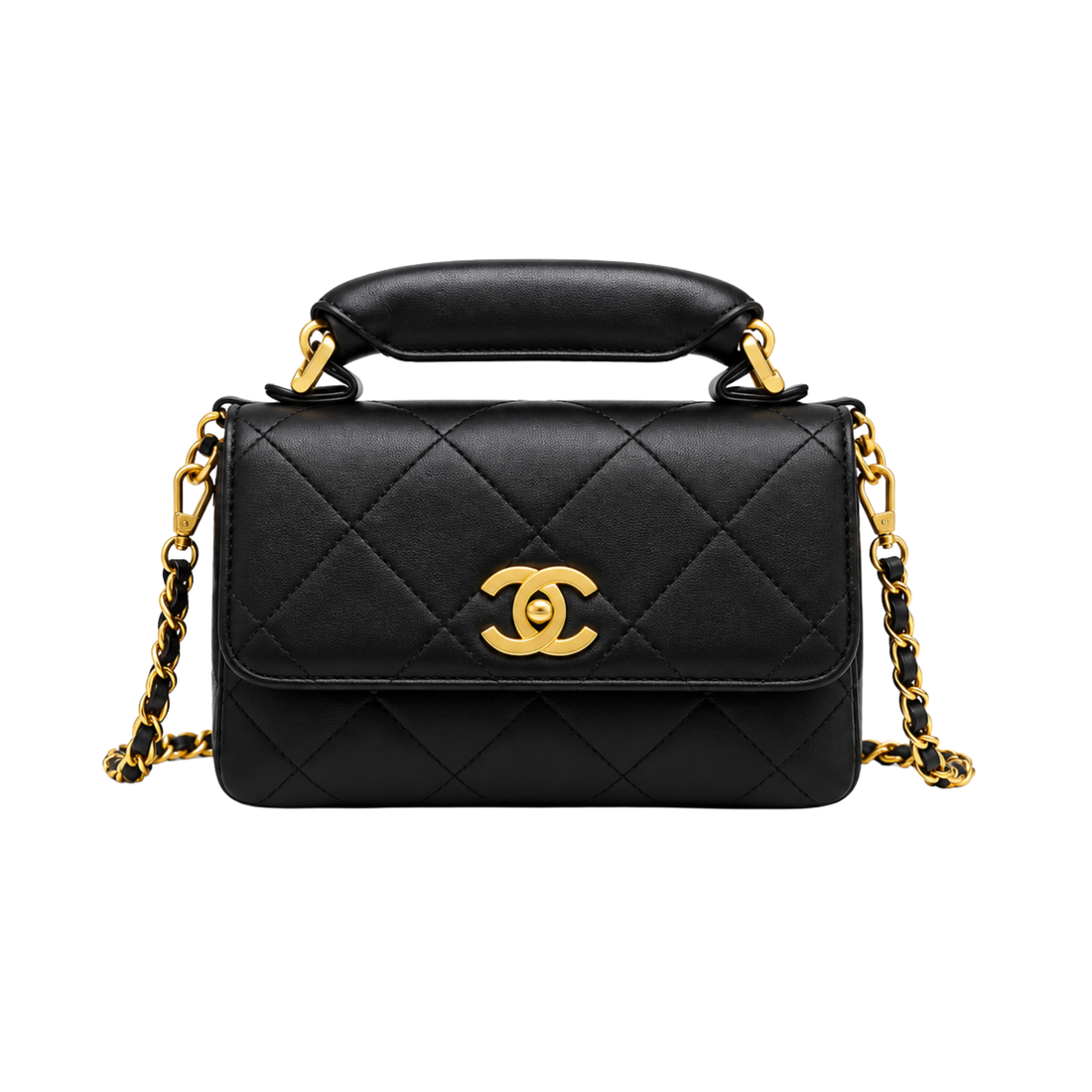 Chanel Mini Flap Bag Top Handle Black Bag - image 1