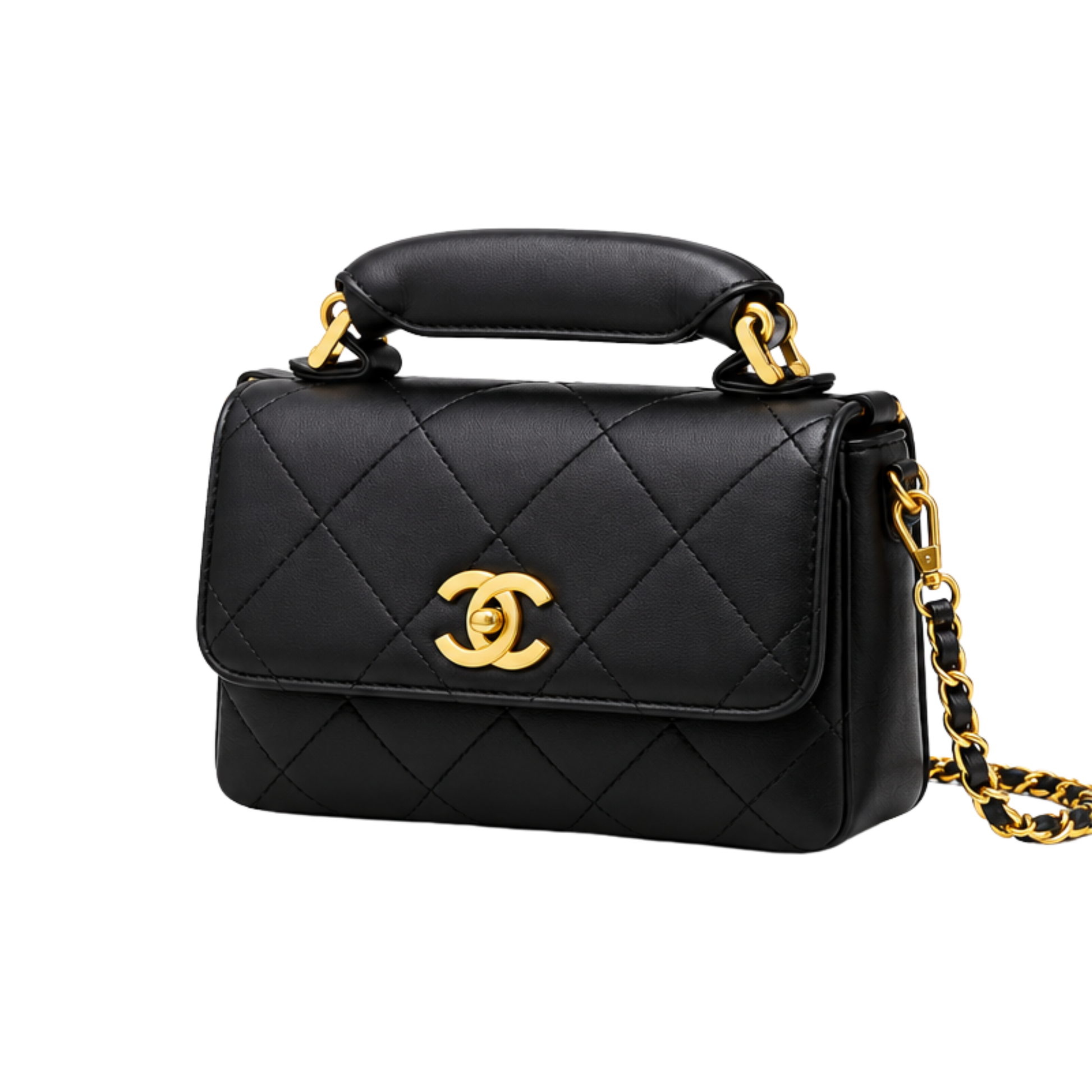 Chanel Mini Flap Bag Top Handle Black Bag - image 2