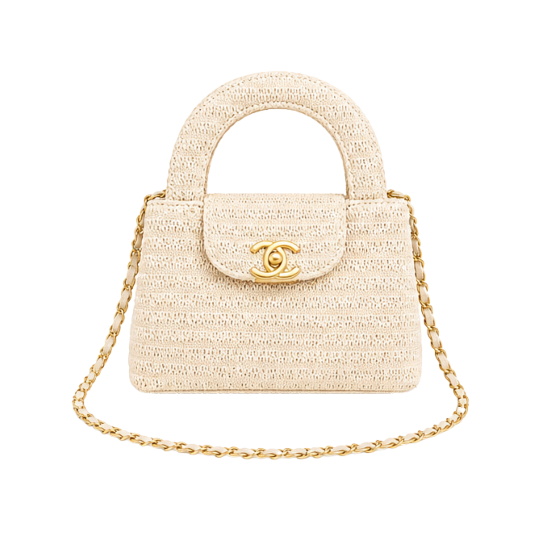 Chanel Mini Kelly Raffia Beige Bag – product view