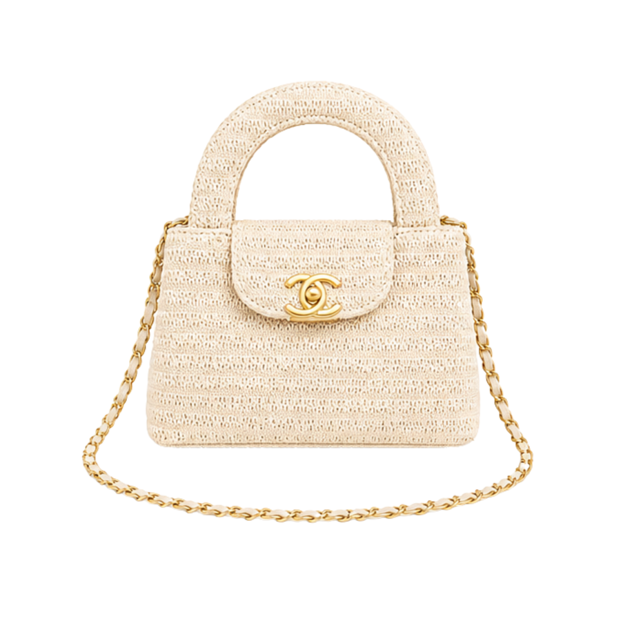 Chanel Mini Kelly Raffia Beige Bag – product view