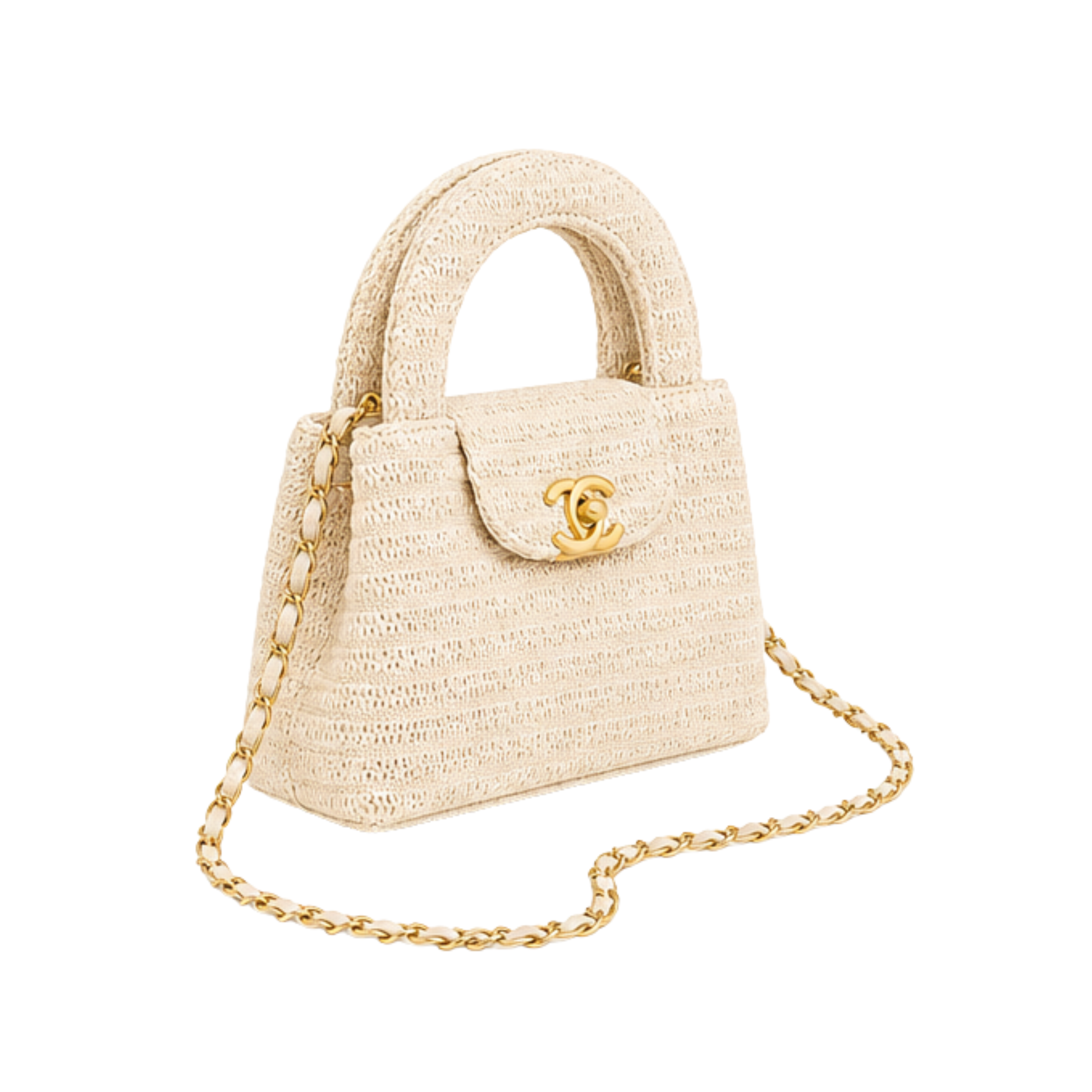 Chanel Mini Kelly Raffia Beige Bag – product view