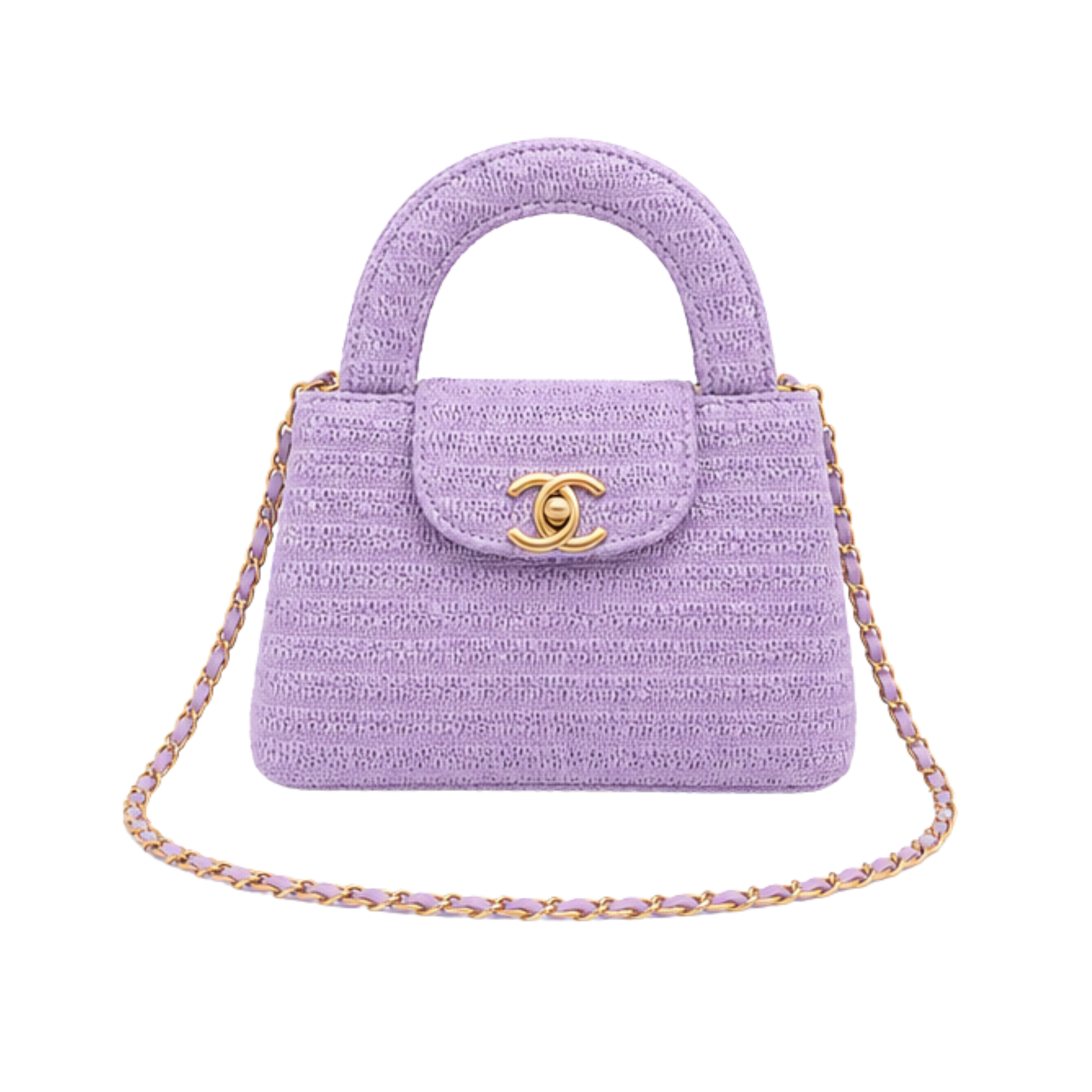 Chanel Mini Kelly Straw Purple Bag – product view