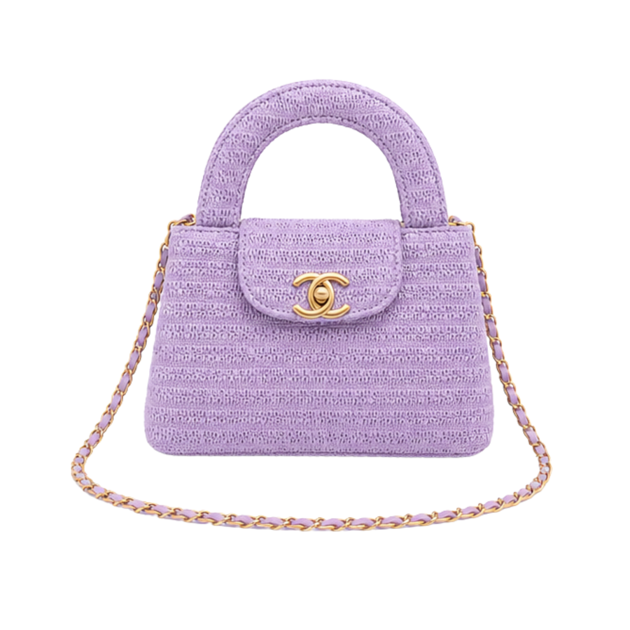 Chanel Mini Kelly Straw Purple Bag – product view