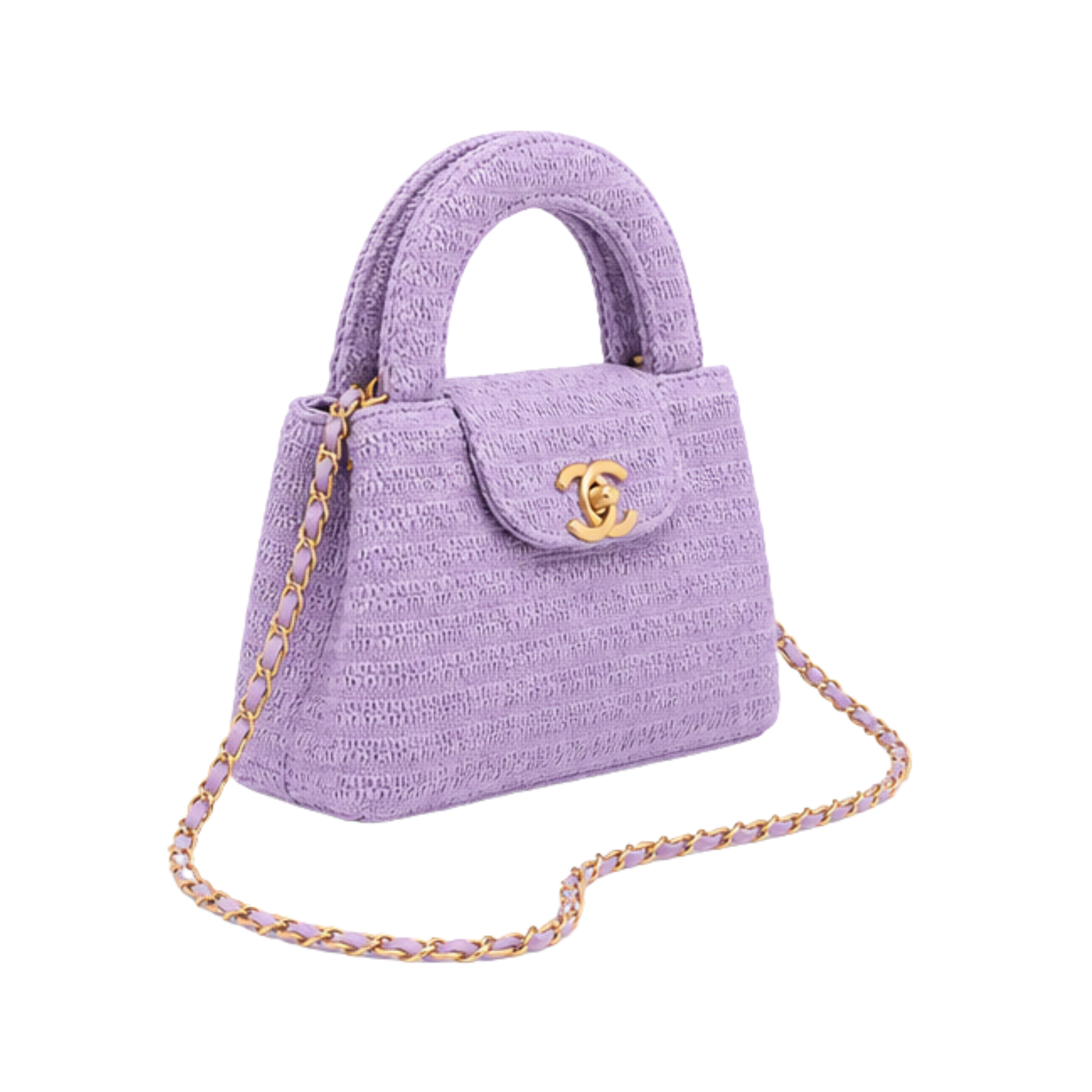 Chanel Mini Kelly Straw Purple Bag – product view