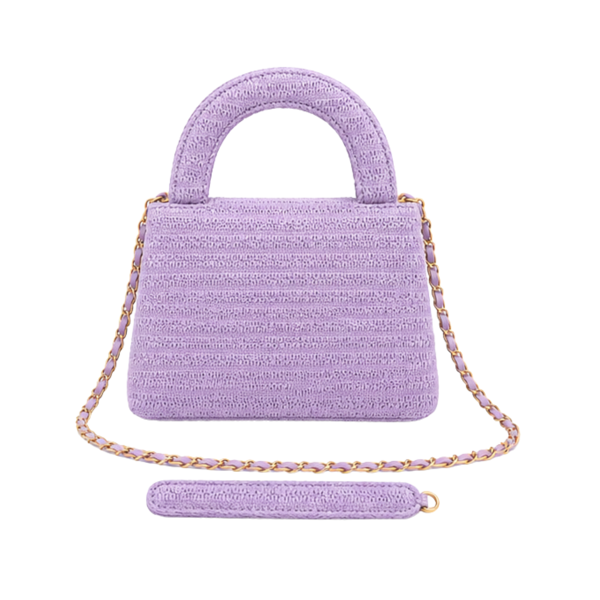 Chanel Mini Kelly Straw Purple Bag – product view