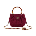 Chanel Red Suede Pleated Top Handle Bag - image 1