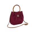 Chanel Red Suede Pleated Top Handle Bag - image 2