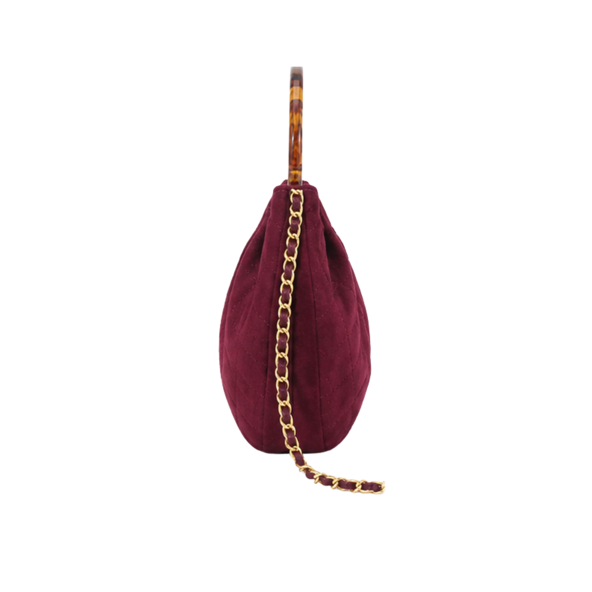Chanel Red Suede Pleated Top Handle Bag - image 3