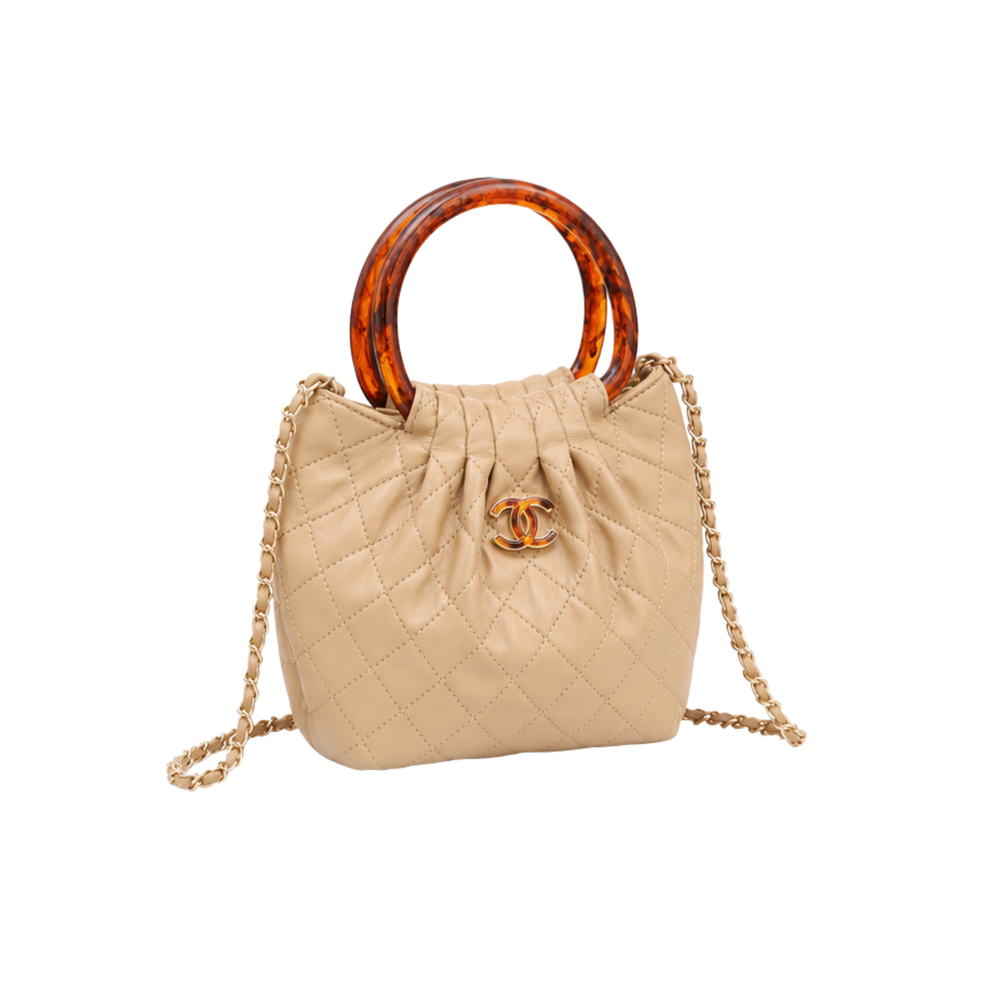 Chanel Tortoise Handle Mini Pouch Beige Bag - image 2