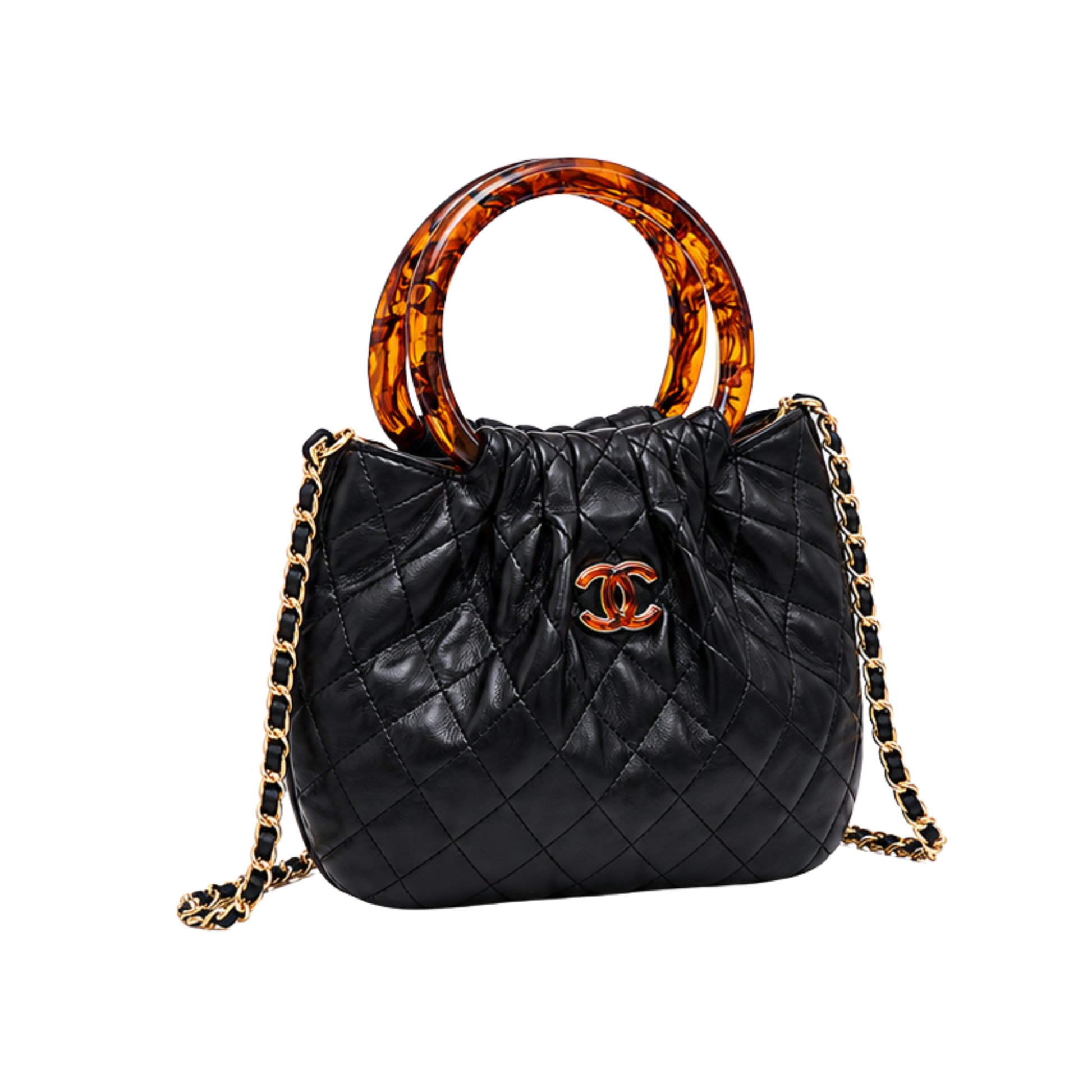 Chanel Tortoise Handle Mini Pouch Black Bag - image 2