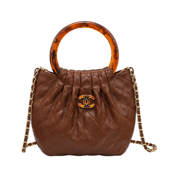 Chanel Tortoise Handle Mini Pouch Brown Bag - image 1