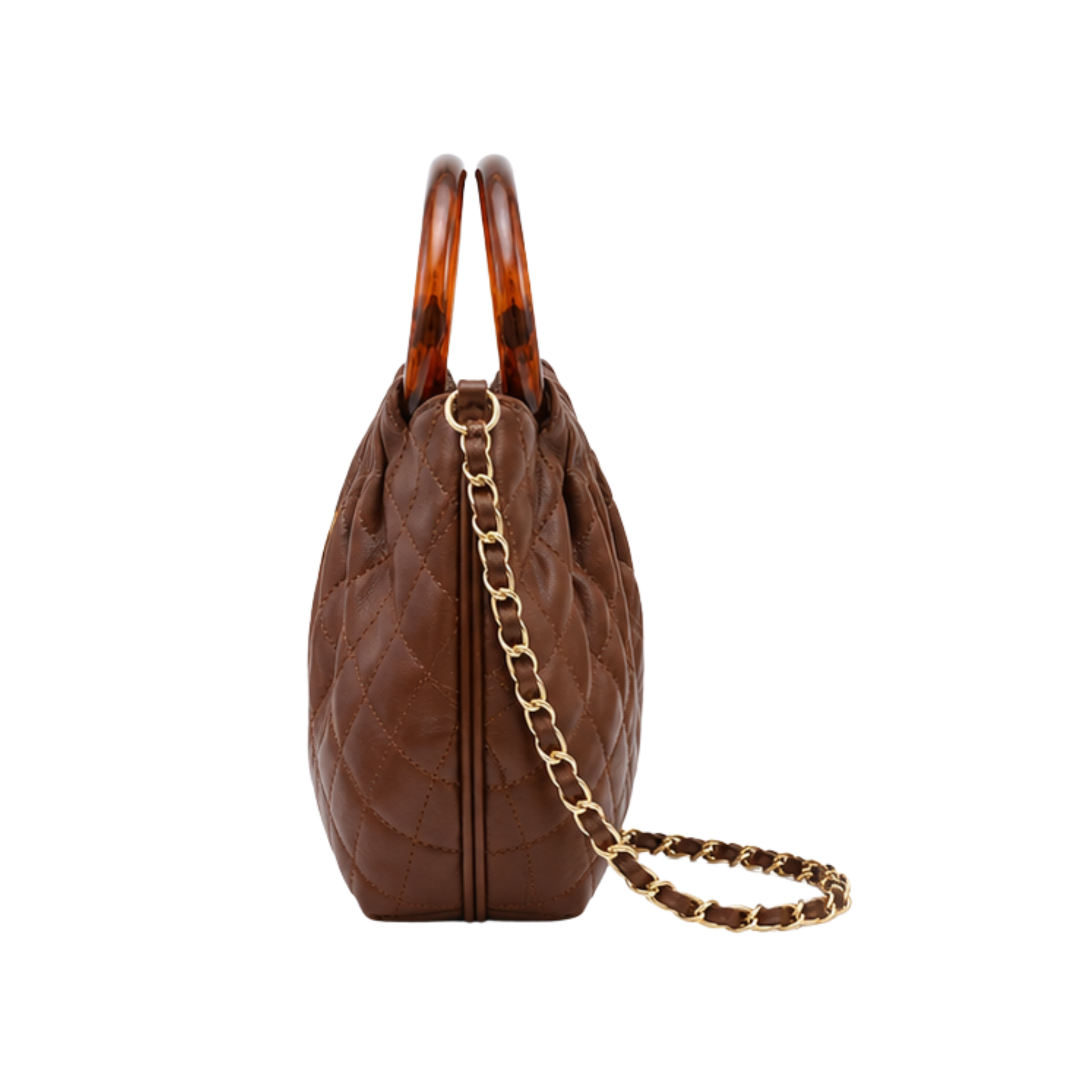 Chanel Tortoise Handle Mini Pouch Brown Bag - image 3