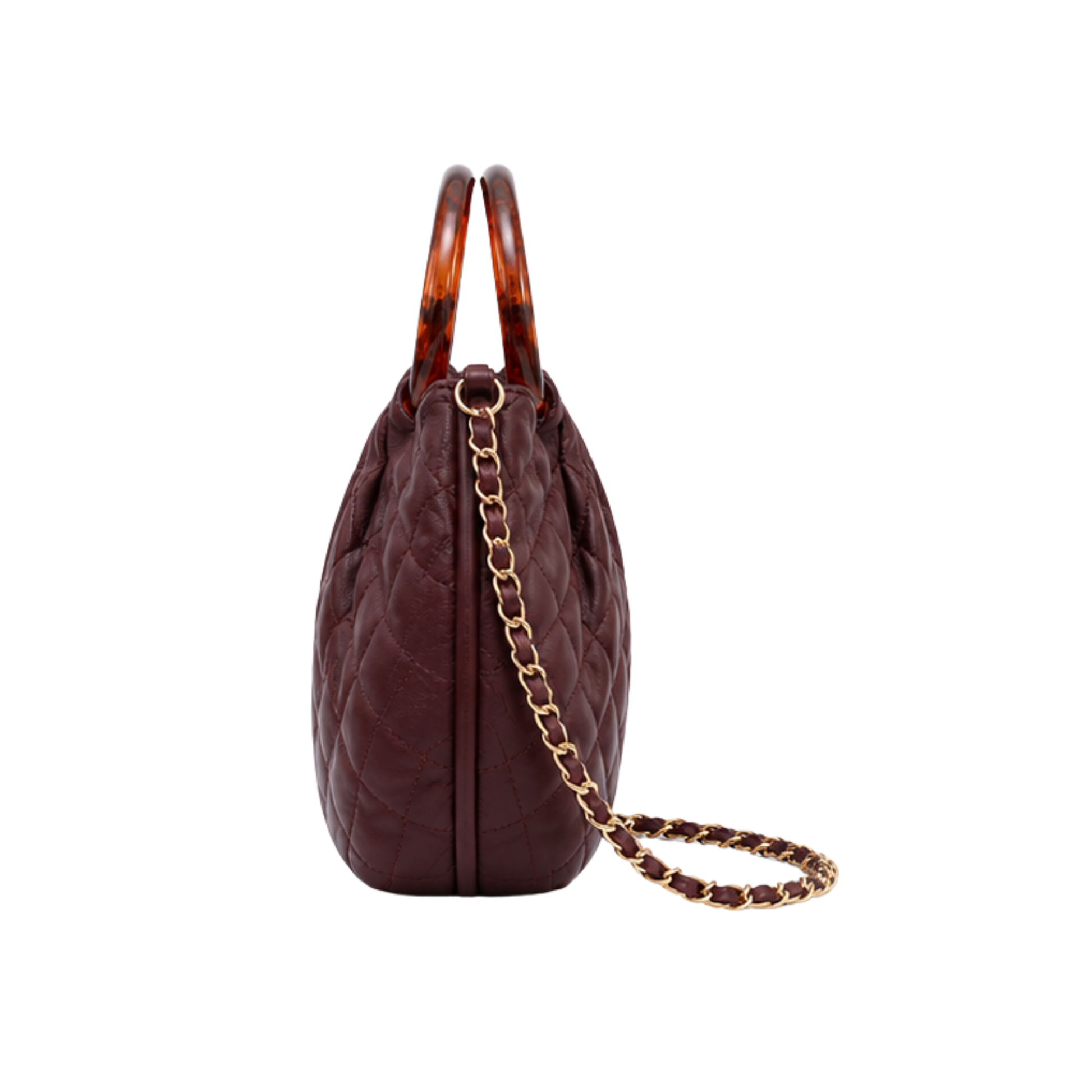 Chanel Tortoise Handle Mini Pouch Burgundy Bag - image 3