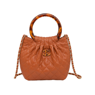 Chanel Tortoise Handle Mini Pouch Chocolate Brown Bag - image 1