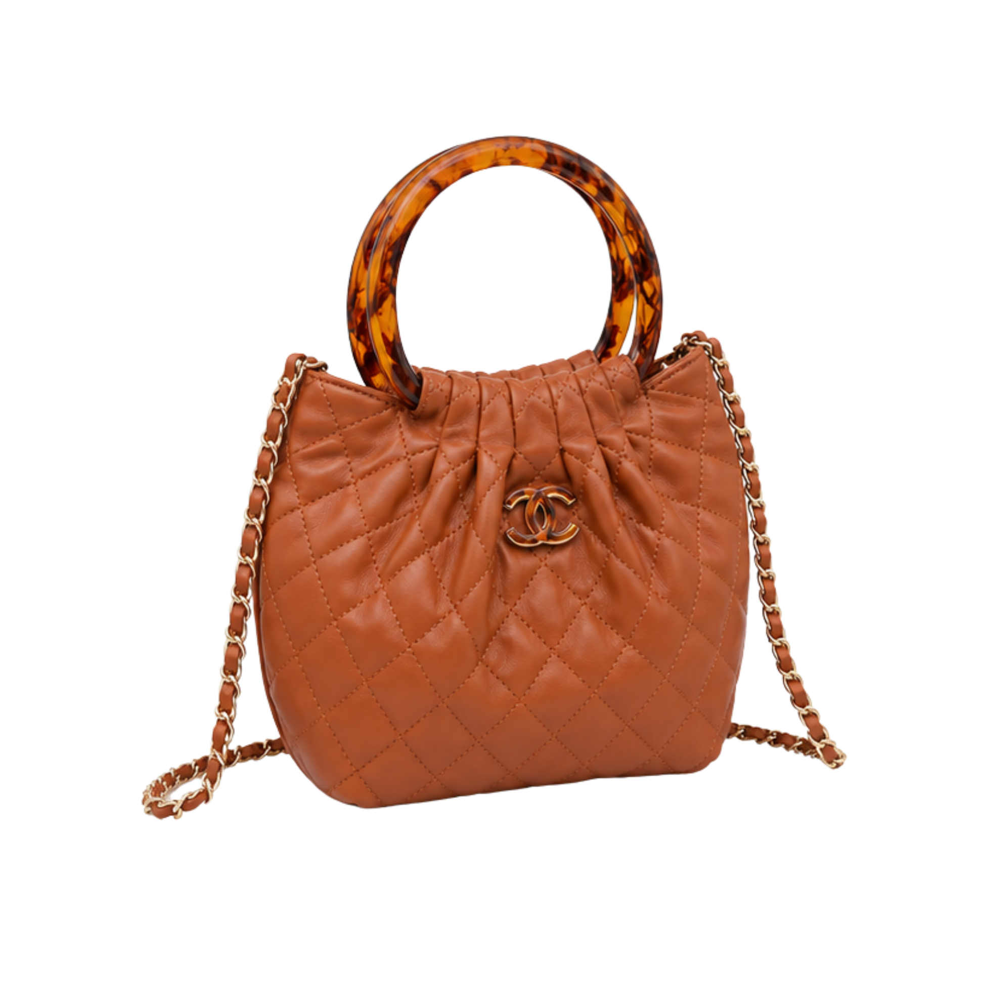 Chanel Tortoise Handle Mini Pouch Chocolate Brown Bag - image 2
