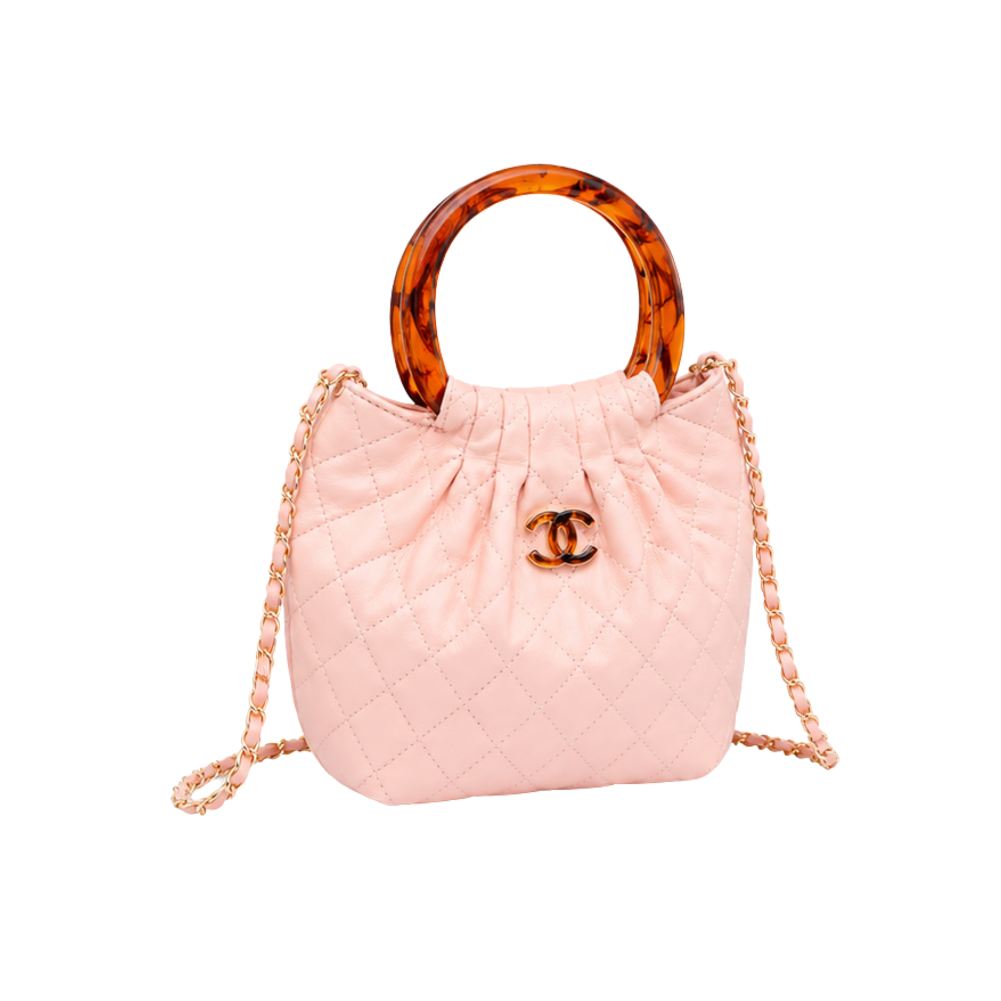 Chanel Tortoise Handle Mini Pouch Light Pink Bag - image 2