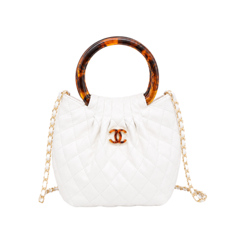 Chanel Tortoise Handle Mini Pouch White Bag - image 1