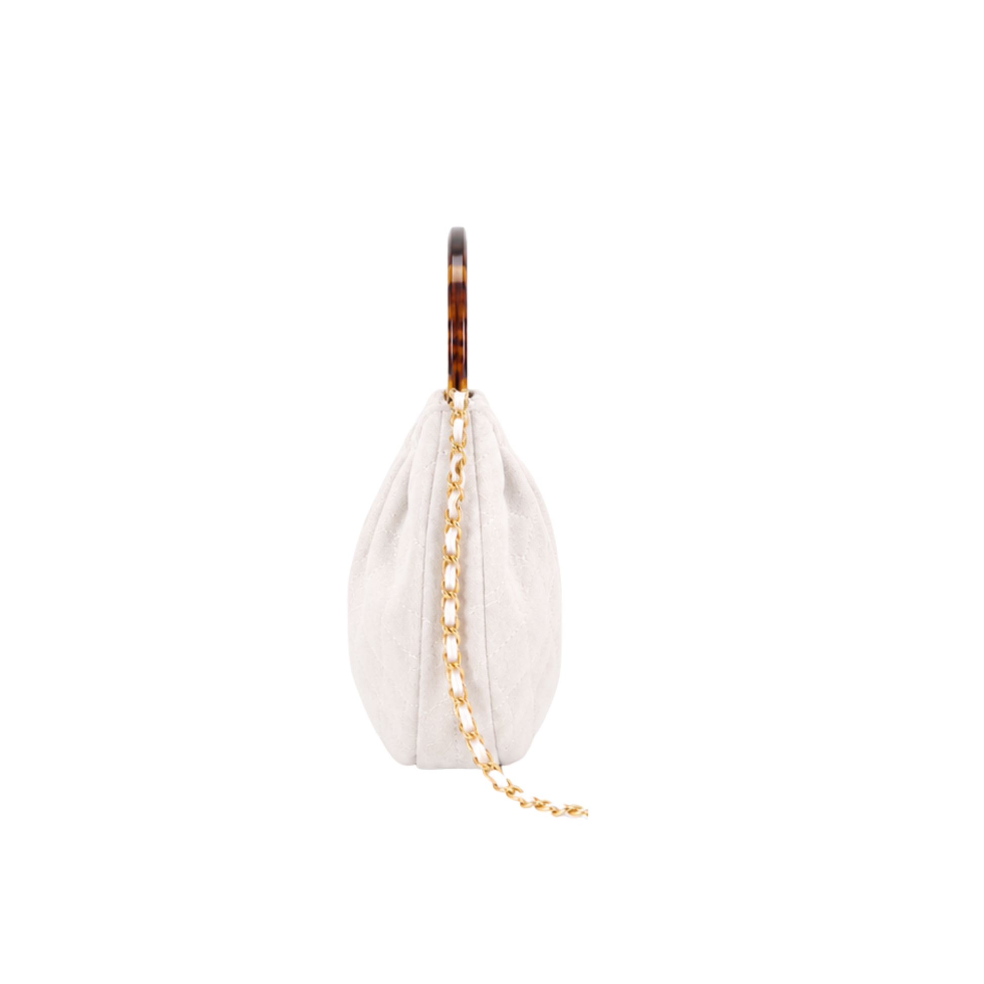 Chanel White Suede Pleated Top Handle Bag - image 3