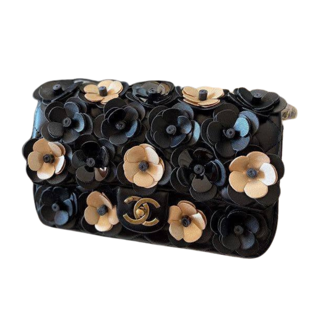 Chanel Camellia Flap Bag – Black Floral - View 3