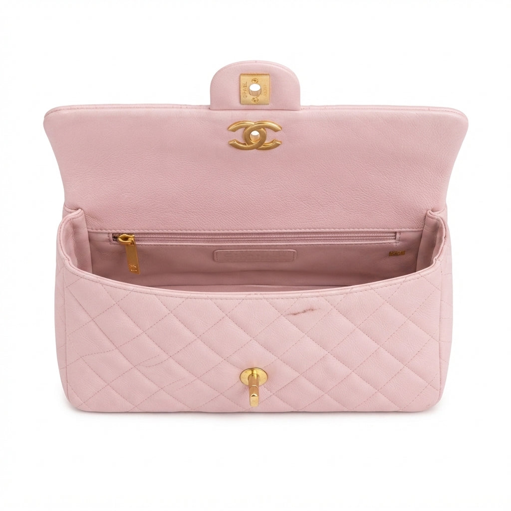Chanel Classic Flap Bag – Pink Quilted Leather - View 3