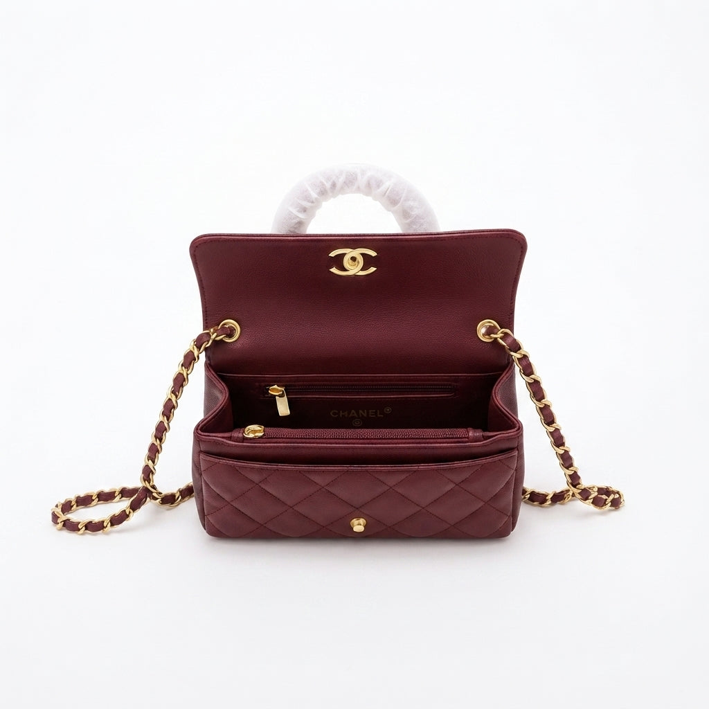 Chanel Coco Handle Bag – Burgundy - View 3