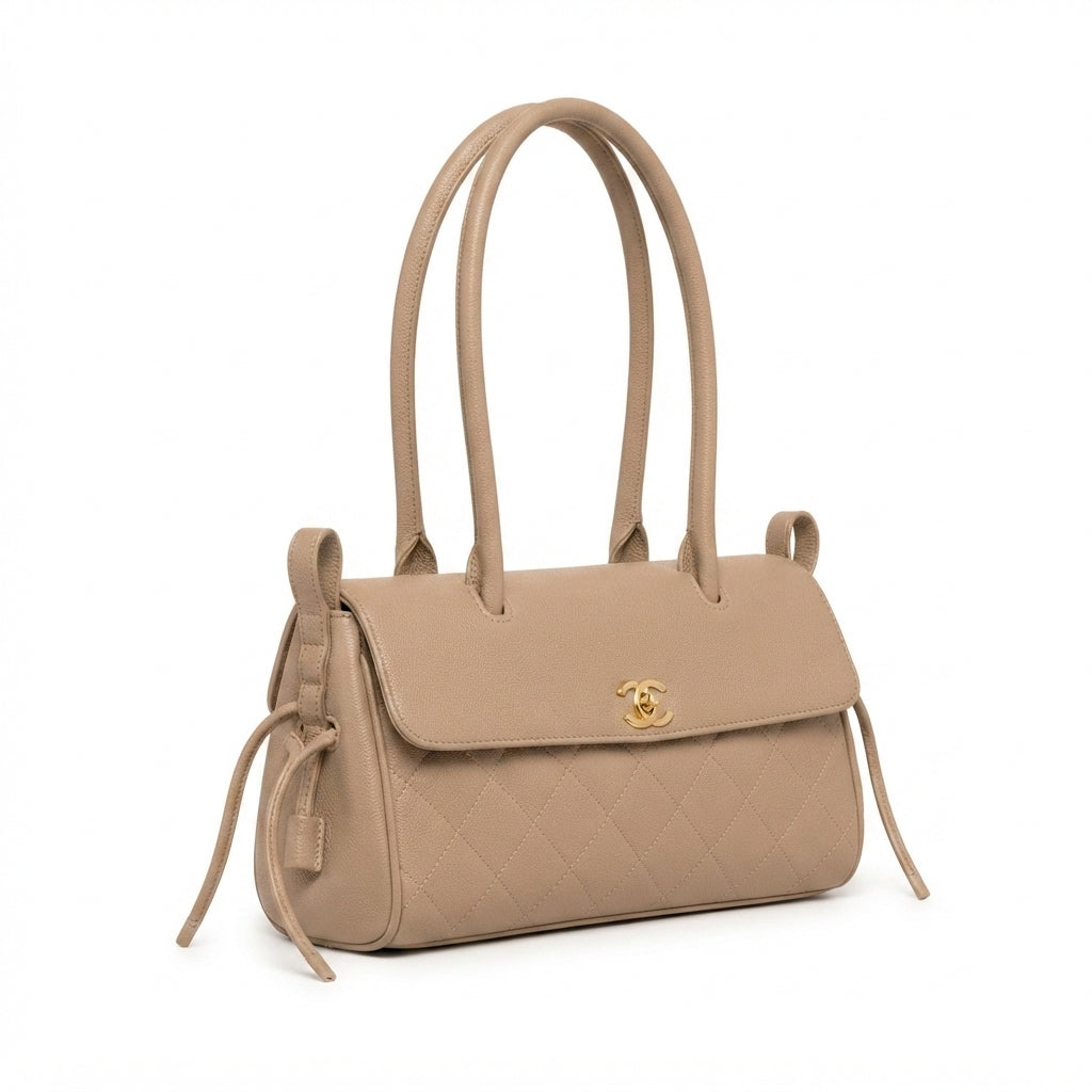 Chanel Grained Calfskin Handbag – Beige - View 2