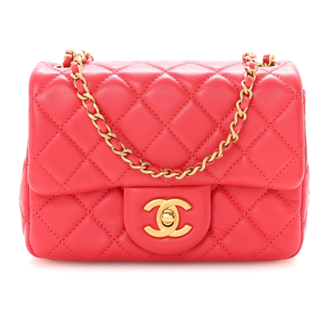 Chanel Mini Pearl Crush Quilted Lambskin Flap Bag – Red - View 1