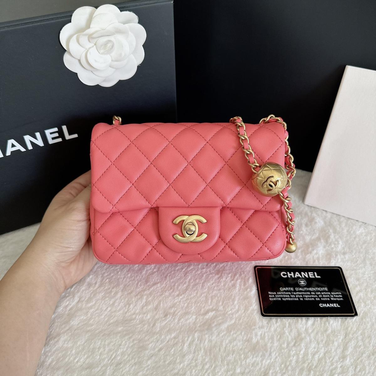 Chanel Mini Pearl Crush Quilted Lambskin Flap Bag – Red - View 6