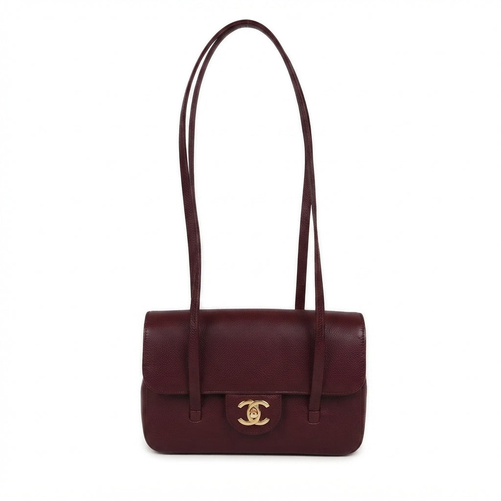 Chanel Preppy Coco Small Flap Bag – Dark Burgundy - View 1
