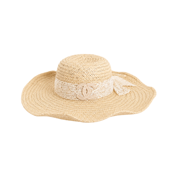 Chanel Straw Sun Hat Distinct Beige Straw Texture – product view