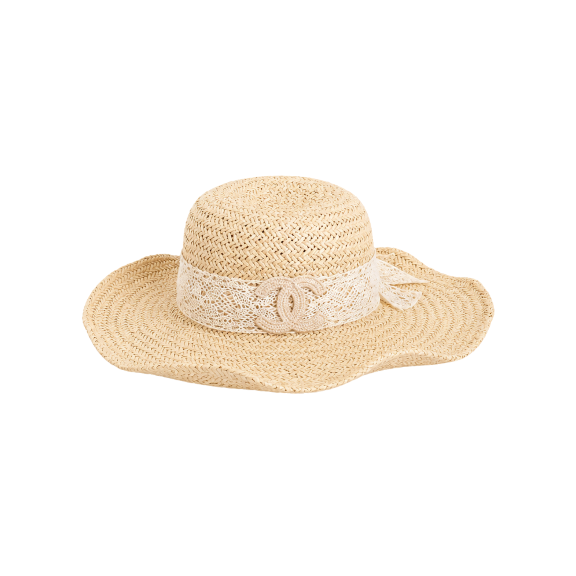 Chanel Straw Sun Hat Distinct Beige Straw Texture – product view