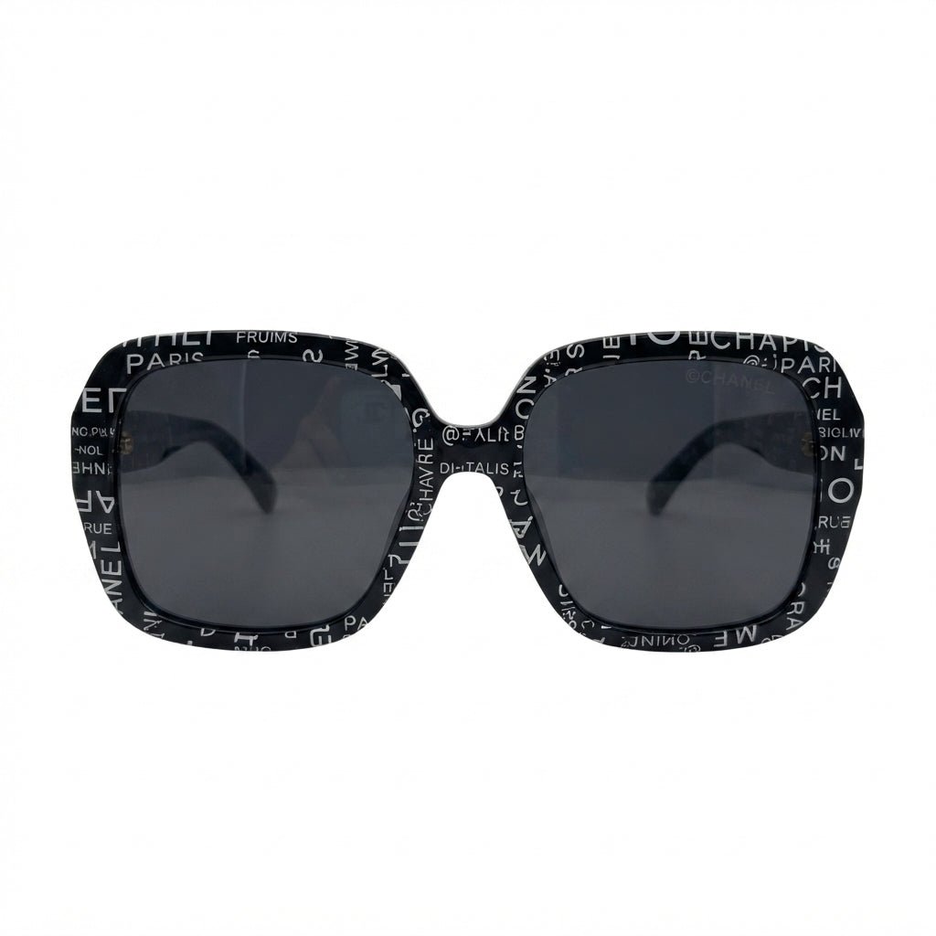 Chanel Sunglasses Black & White Graphic Lettered - View 1